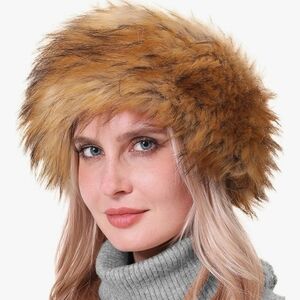 Winter Faux Fur Headband, Plush Stretch EAR WARMERS MUFFS